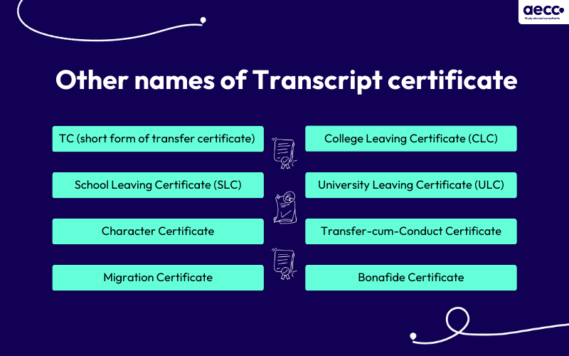 Other names of Transcript Certificate