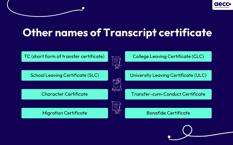 Other names of Transcript Certificate